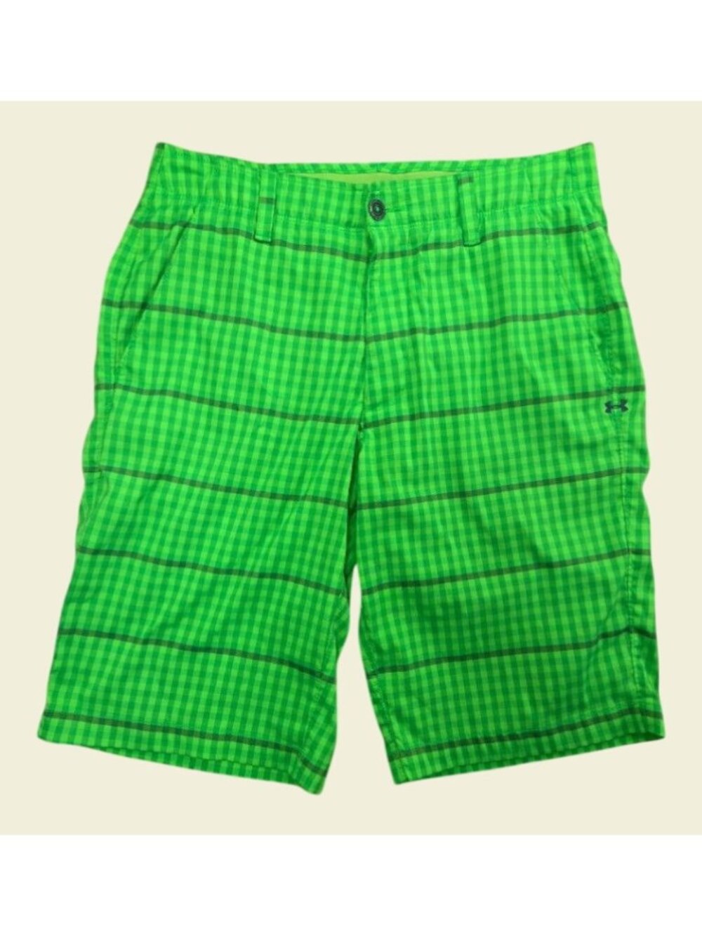 Under Armour Mens Green Plaid Performance Shorts 32